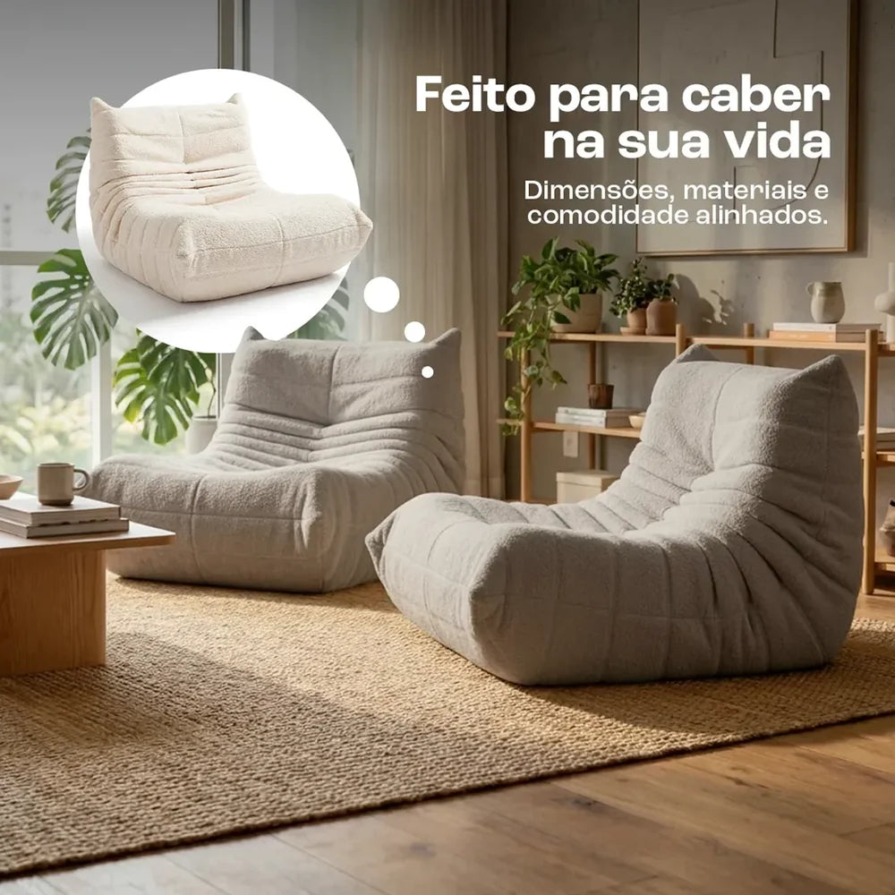 Poltrona Design 1973 Cinza 1 unidade Sofá na Caixa - Cinza