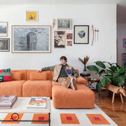 Sofá na Caixa modular Horizon 3 lugares em Boucle - Laranja