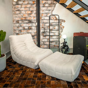 Kit Poltrona Design 1973 + Apoio para pés - Linho