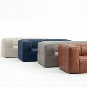 Sofá na Caixa modular 2 lugares em Boucle - 2 Poltronas com Apoio de pé - Cinza