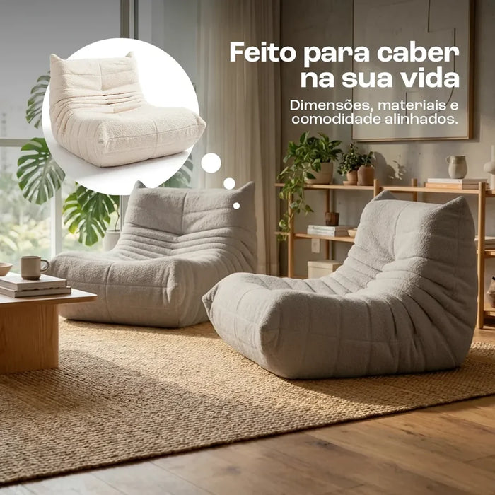 Poltrona Design 1973 Cinza 1 unidade Sofá na Caixa - Cinza