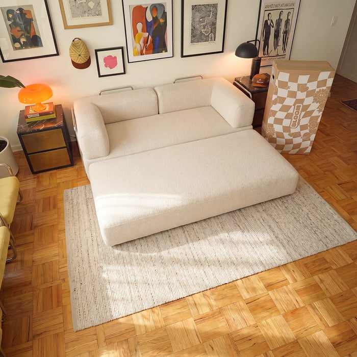 Sofá Cama Bloom Tecido Boucle Laranja - Sofá na Caixa Linho