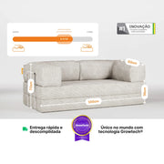 Sofá Cama Bloom Tecido Boucle Laranja - Sofá na Caixa Linho