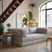 Sofá Cama Bloom Tecido Boucle Cinza - Sofá na Caixa Cinza