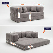 Sofá Cama Bloom Tecido Boucle Cinza - Sofá na Caixa Cinza