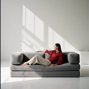 Sofá Cama Bloom Tecido Boucle Cinza - Sofá na Caixa Cinza