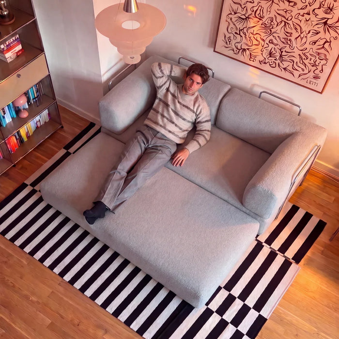Sofá Cama Bloom Tecido Boucle Cinza - Sofá na Caixa Cinza