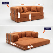 Sofá Cama Bloom Tecido Boucle Laranja - Sofá na Caixa Laranja