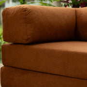 Sofá Cama Bloom Tecido Boucle Laranja - Sofá na Caixa Laranja