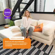 Sofá Cama Bloom - Sofá na Caixa + Apoio de Pé Bloom Tecido Boucle Linho