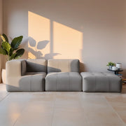 Sofá na Caixa modular 2 lugares em Boucle - 2 Poltronas com Apoio de pé - Cinza