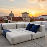 Sofá na Caixa modular 3 lugares em Boucle - 1 Braço com Chaise - Linho