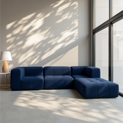 Sofá na Caixa modular 2 lugares em Boucle - 2 Poltronas com Apoio de pé - Azul