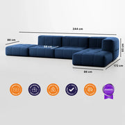 Sofá na Caixa modular 2 lugares em Boucle - 2 Poltronas com Apoio de pé - Azul