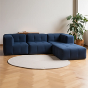 Sofá na Caixa modular 2 lugares em Boucle - 2 Poltronas com Apoio de pé - Azul