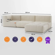 Sofá na Caixa modular 3 lugares em Boucle - 1 Braço com Chaise - Linho